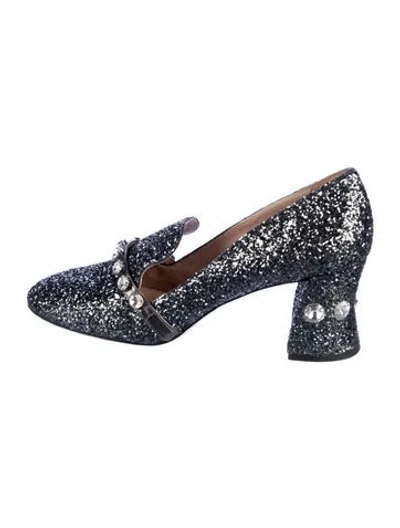Pre-owned Miu Miu Glitter Glitter Accents Pumps In Blue