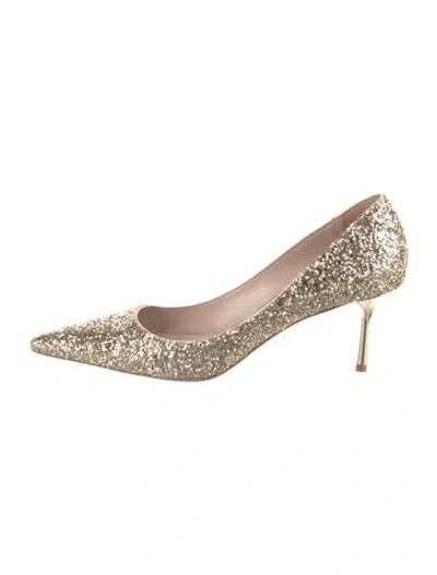 Pre-owned Miu Miu Glitter Glitter Accents Pumps In Gold