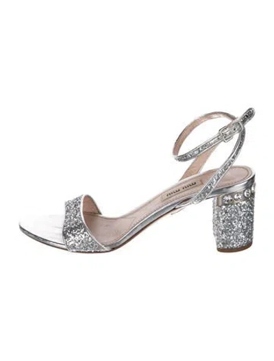 Pre-owned Miu Miu Glitter Glitter Accents Sandals