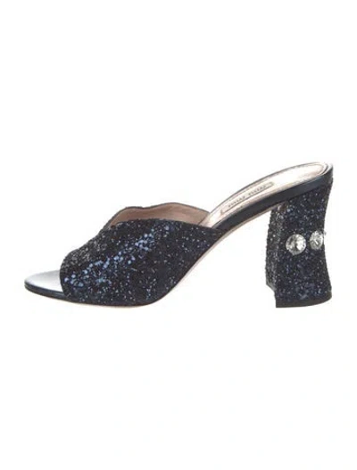Pre-owned Miu Miu Glitter Glitter Accents Slides