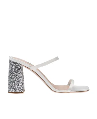 Miu Miu Glitter-heel Sandals In White