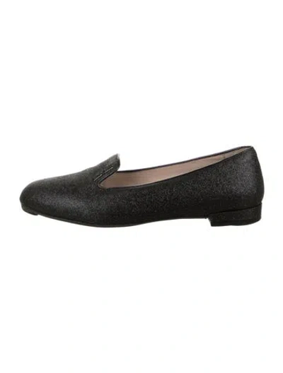 Pre-owned Miu Miu Glitter Loafers In Green