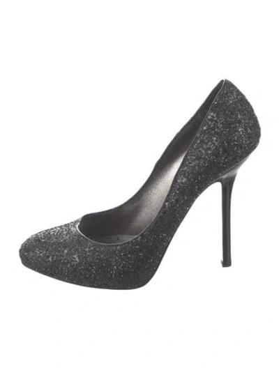 Pre-owned Miu Miu Glitter Patterned Pumps In Blue