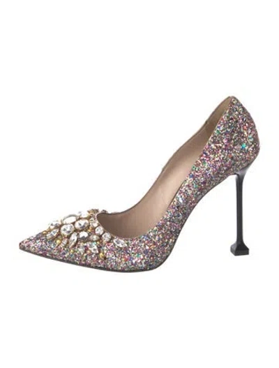 Pre-owned Miu Miu Glitter Patterned Pumps In Metallic/pink