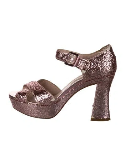 Pre-owned Miu Miu Glitter Patterned Sandals In Pink