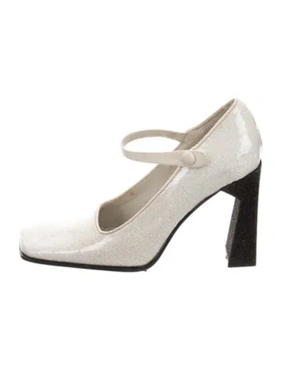 Pre-owned Miu Miu Glitter Pumps In White