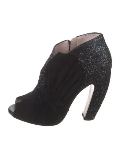 Pre-owned Miu Miu Glitter Sequin Embellishments Boots In Black