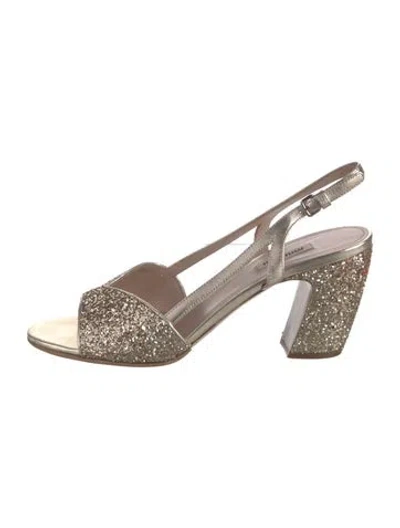 Pre-owned Miu Miu Glitter Slingback Sandals