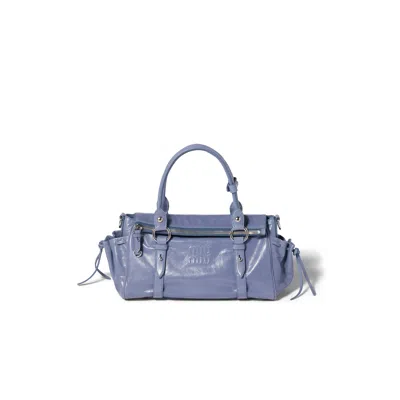 Miu Miu Glossy Leather Handbag In Blue