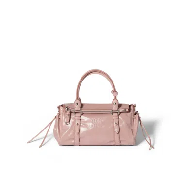 Miu Miu Glossy Leather Handbag In Pink