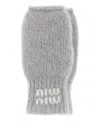 Miu Miu Grey Stretch Mohair Blend Gloves In Gray
