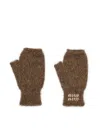 Miu Miu Wool And Mohair Gloves In Brown