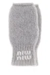 Miu Miu Grey Stretch Mohair Blend Gloves In Gray