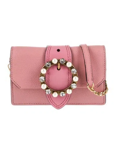 Pre-owned Miu Miu Goat Leather Clutch In Pink