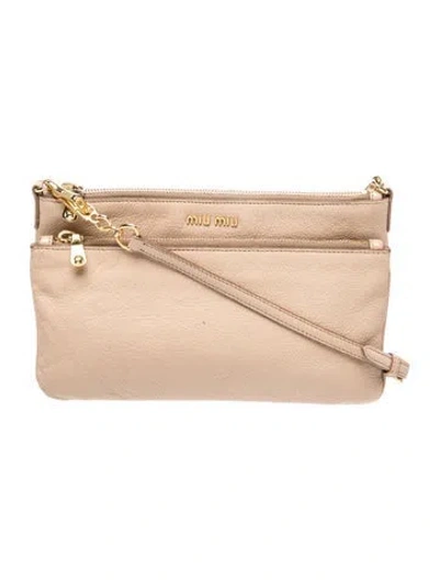 Pre-owned Miu Miu Goat Leather Crossbody Bag In Neutral