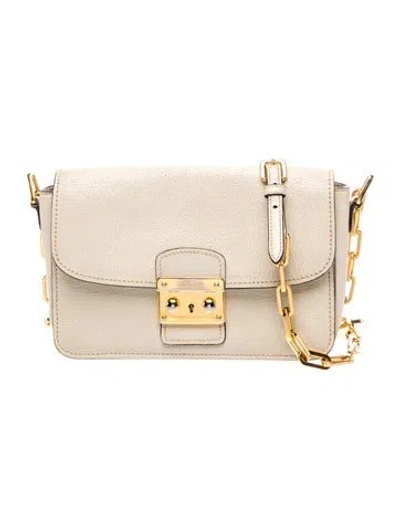 Pre-owned Miu Miu Goat Leather Crossbody Bag In Neutral
