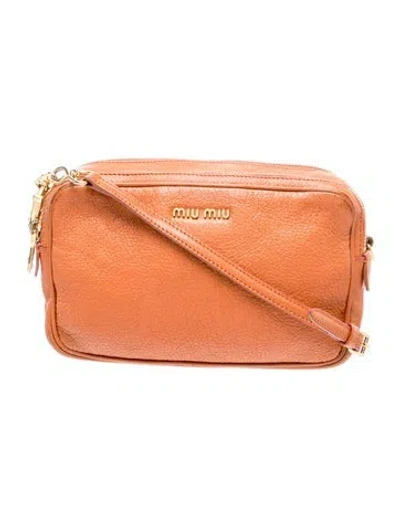 Pre-owned Miu Miu Goat Leather Crossbody Bag In Orange