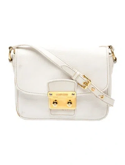 Pre-owned Miu Miu Goat Leather Crossbody Bag In White