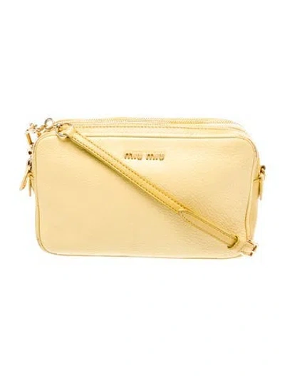 Pre-owned Miu Miu Goat Leather Crossbody Bag In Yellow