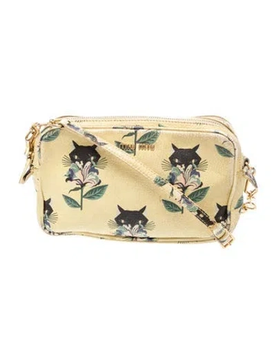 Pre-owned Miu Miu Goat Leather Crossbody Bag In Yellow
