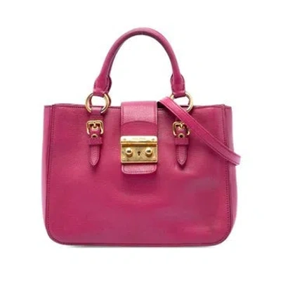 Pre-owned Miu Miu Goat Leather Goatskin Madras Satchel In Multicolor