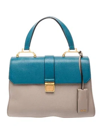 Pre-owned Miu Miu Goat Leather Top Handle Bag In Blue