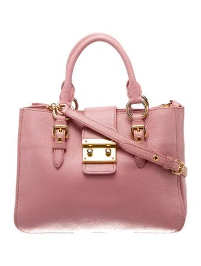 Pre-owned Miu Miu Goat Leather Top Handle Bag In Pink