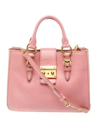 Pre-owned Miu Miu Goat Leather Top Handle Bag In Pink