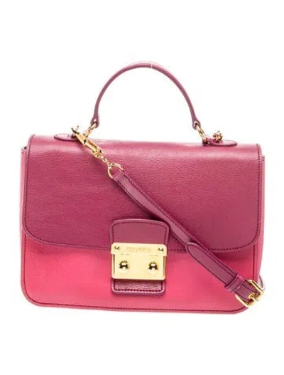 Pre-owned Miu Miu Goat Leather Top Handle Bag In Pink