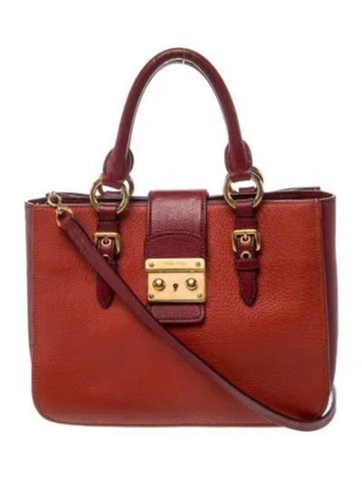 Pre-owned Miu Miu Goat Leather Top Handle Bag In Red