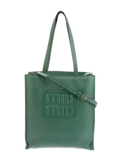 Pre-owned Miu Miu Goat Leather Tote 2023 In Green