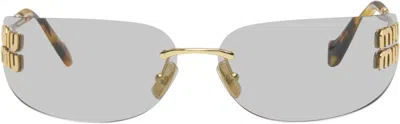 Miu Miu Gold Aube Sunglasses In Gray