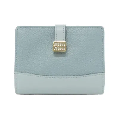 Pre-owned Miu Miu Gold Blue Leather Coin Purse/coin Case ()