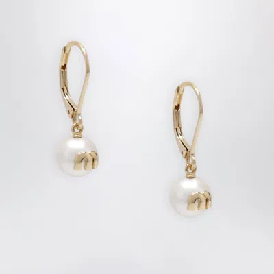 Miu Miu Gold Brass Drop Earrings In Multi