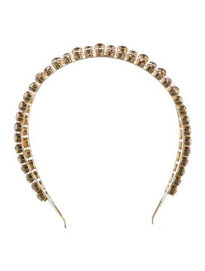 Pre-owned Miu Miu Gold Crystal Double Headband