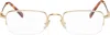 Miu Miu Gold Half Rim Metal Rectangle Glasses In 5ak1o1