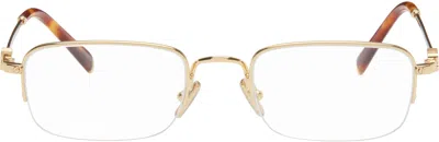 Miu Miu Gold Half Rim Metal Rectangle Glasses In 5ak1o1