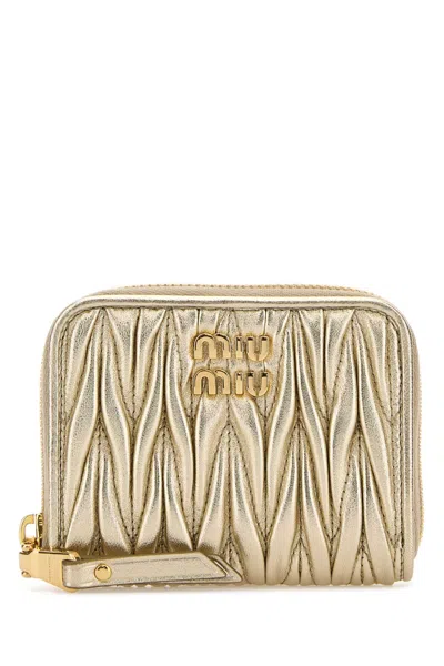 Miu Miu Gold Leather Coin Purse