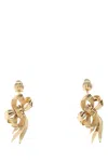 Miu Miu Textured Bow Design Metal Earrings In Gold