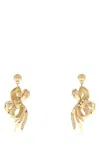 Miu Miu Textured Bow Design Metal Earrings In Gold