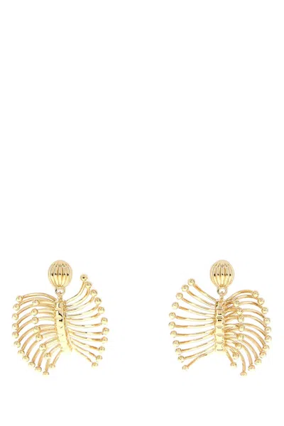 Miu Miu Gold Metal Earrings In Pattern