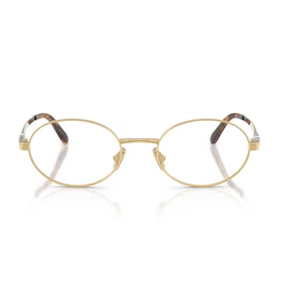 Miu Miu Gold Metal Elegant Oval Sunglasses In Multi