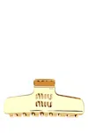 Miu Miu Gold Metal Hair Clip In Gold