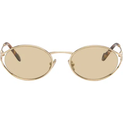 Miu Miu Gold Metal Oval Sunglasses