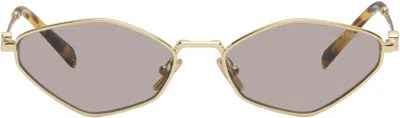 Miu Miu Gold '' Logo Sunglasses