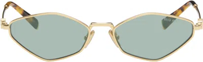 Miu Miu Gold ' Logo' Sunglasses