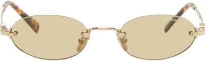 Miu Miu Gold ' Logo' Sunglasses