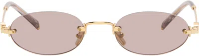 Miu Miu Gold ' Logo' Sunglasses