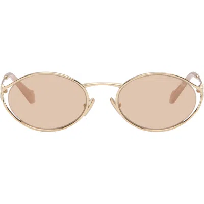 Miu Miu Gold ' Logo' Sunglasses