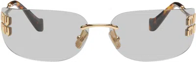 Miu Miu 0mu A51s Runway 5ak50k Oro Metal Sunglasses In Gray